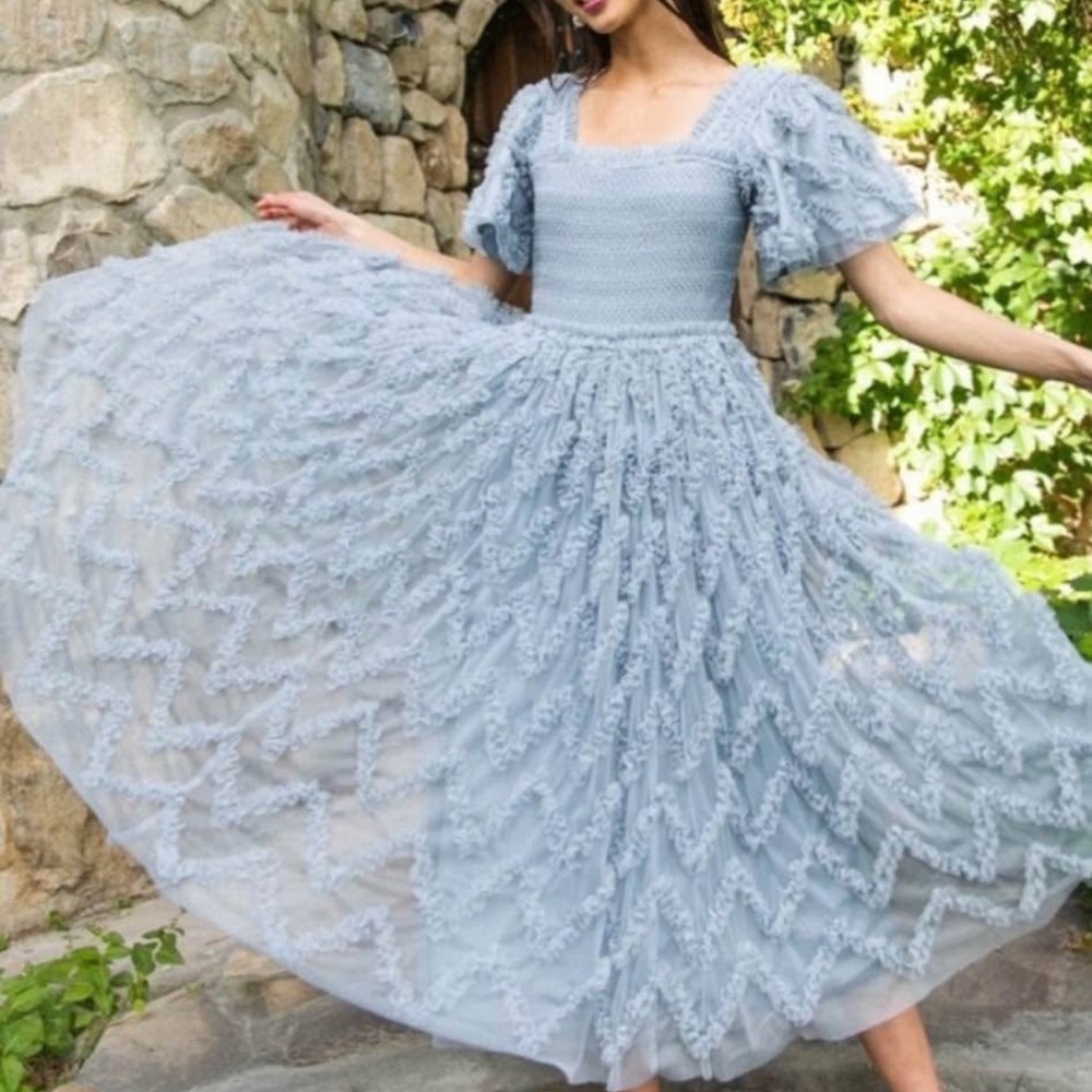 Ivy City Co Powder Blue Ruffled Maxi Dress